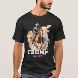 Riding Horse American Flag Cowboy 1 T-Shirt