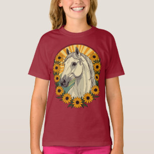 Riding Horse And Black Eyed Susan Flowers T-Shirt