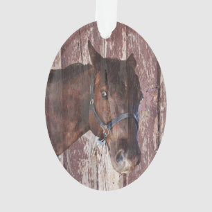 Riding horse brown looking at me with his eyes ornament