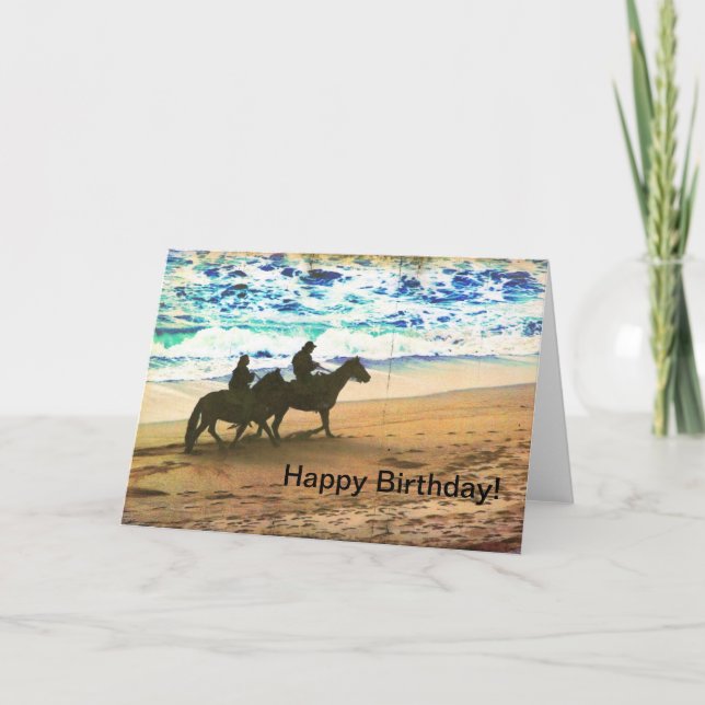 Riding Horses at the Beach Card (Front)