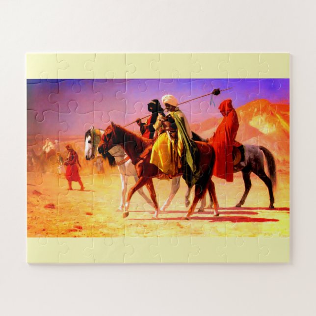 Riding horses in desert jigsaw puzzle (Horizontal)