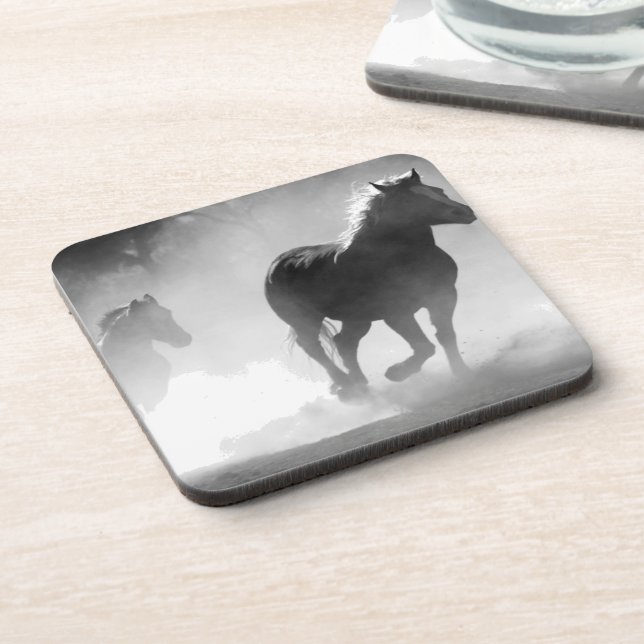 RIDING HORSES RUNNING BEVERAGE COASTER (Left Side)