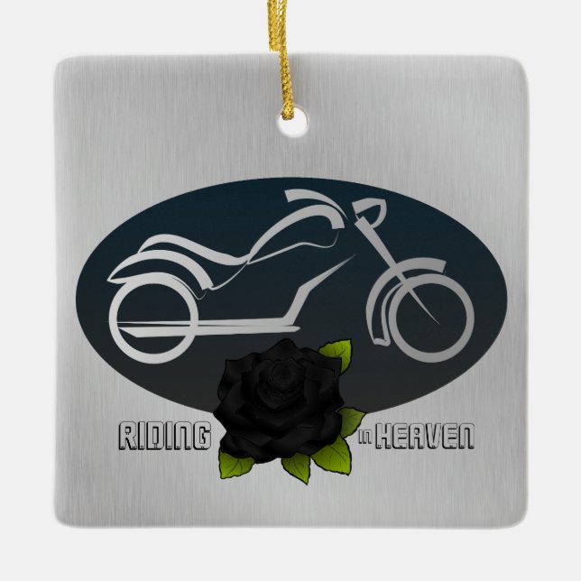 Riding in Heaven Memorial Ornament for Biker (Front)