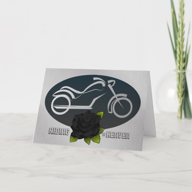 Riding in Heaven Sympathy Card for Biker (Front)