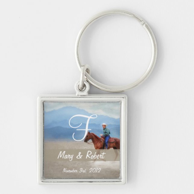 Riding in the Desert Monogram Keychain (Front)