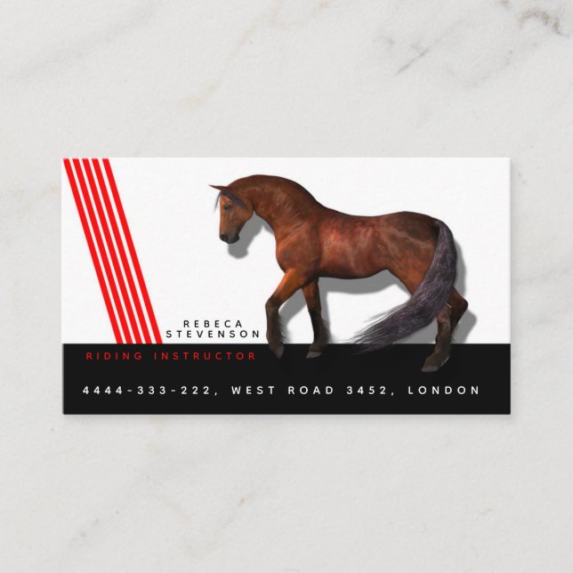 Riding Instructor Coach Trainer Horse Competition Business Card (Front)