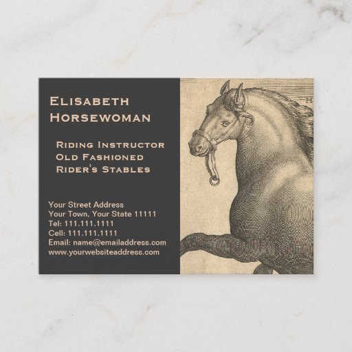 Customizable Riding Instructor Equestrian Antique Horse Vintage Business Card Templates