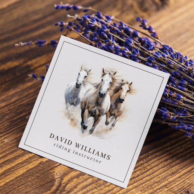 Riding Instructor | Equestrian Center Watercolor  Square Business Card (Creator Uploaded)