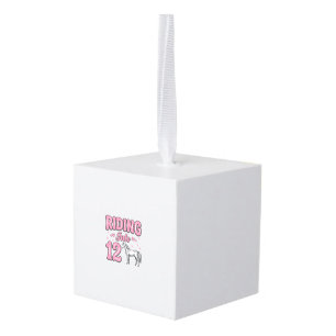Riding Into 12 Horse Birthday Vector Design_1 Cube Ornament
