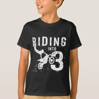 Riding Into 3 Years Old 3rd Birthday Boy Dirt Bike T-Shirt