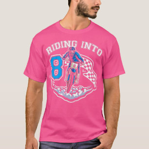 Riding Into 8 Years Old 8th Birthday Boy Dirt Bike T-Shirt