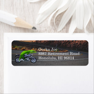 Riding Into Retirement Gecko Motorcycle Address Label