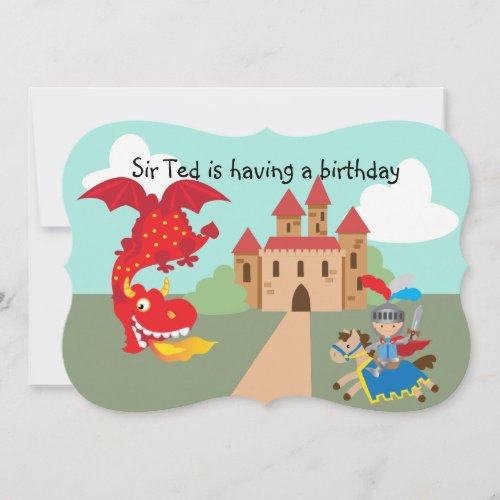 Riding Knight and Red Flying Dragon Invitation