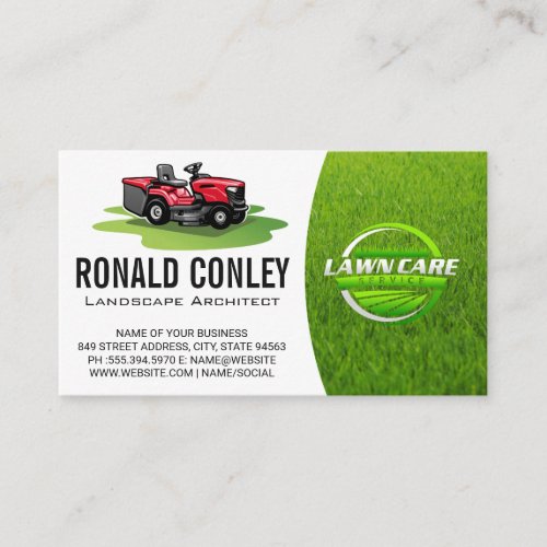 Riding Lawn Mower  Grass  Lawn Care Business Card