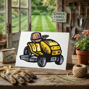 Riding Lawn Mower Greeting Cards