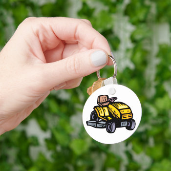 Riding Lawn Mower Keychain by spudcreative at Zazzle