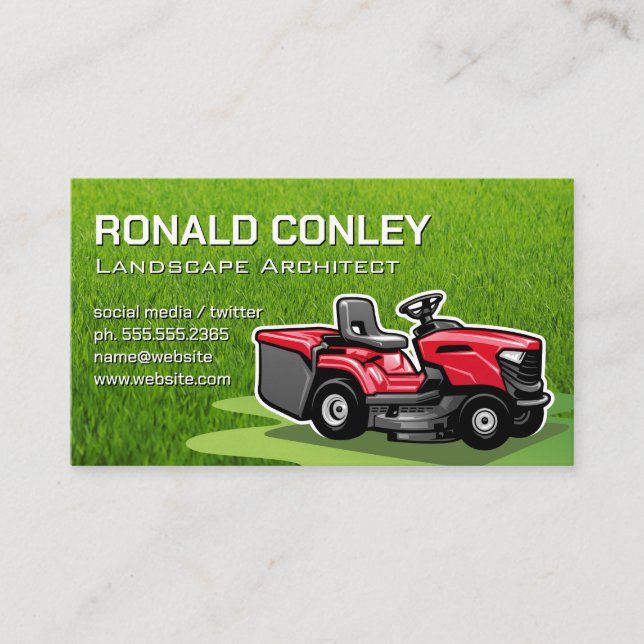 Riding Lawnmower | Lawn Care Business Card (Front)