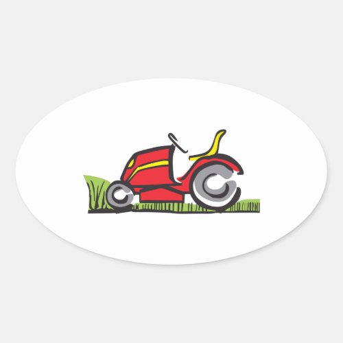 RIDING LAWNMOWER OVAL STICKER