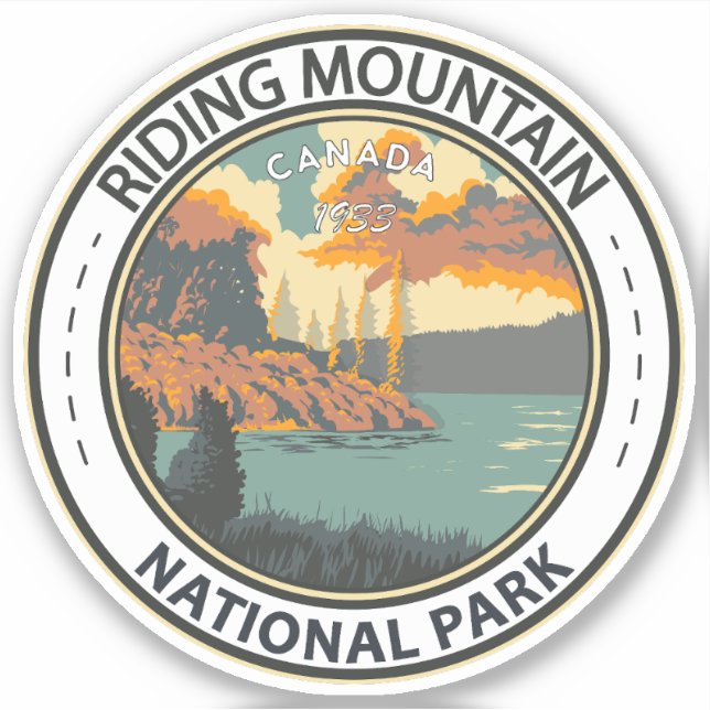 Riding Mountain National Park Canada Vintage Badge Sticker (Front)