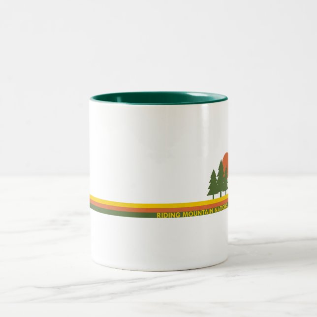 Riding Mountain National Park Pine Trees Sun Two-Tone Coffee Mug (Center)