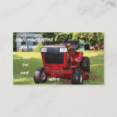 Riding mower and small engine repair  landscaping business card