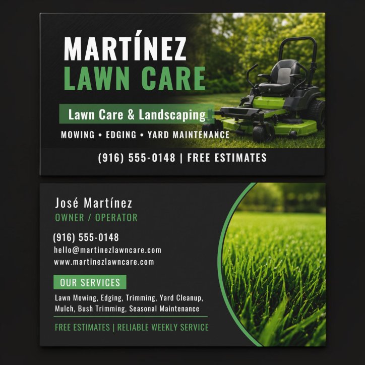 Riding Mower Lawn Care Landscaping Grass Business Card