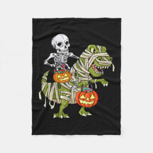 Riding Mummy Dinosaur T Rex Halloween Funny Pumpki Fleece Blanket
