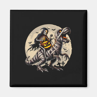 Riding Mummy Dinosaur T Rex Pumpkin Funny Hallowee Magnet