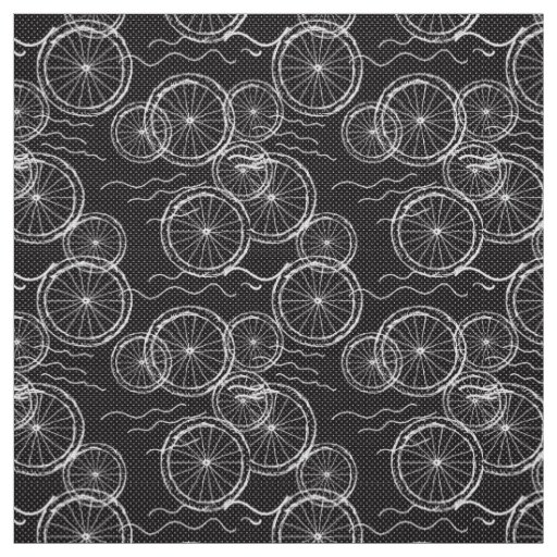 Riding my Bicycle - black & white repeat pattern Fabric