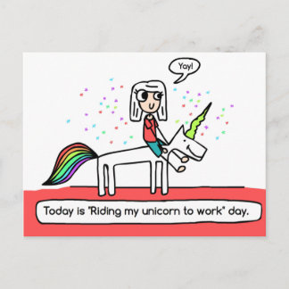 Riding my unicorn postcard