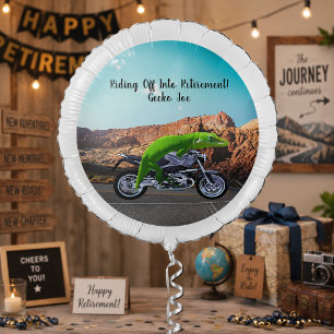 Riding Off Into Retirement Custom Gecko Motorcycle Balloon