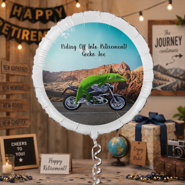 Riding Off Into Retirement Custom Gecko Motorcycle Balloon (Riding Off Into Retirement Custom Gecko Motorcycle Balloon)