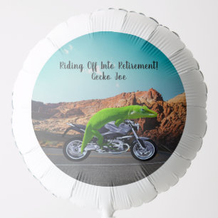 Riding Off Into Retirement Custom Gecko Motorcycle Balloon