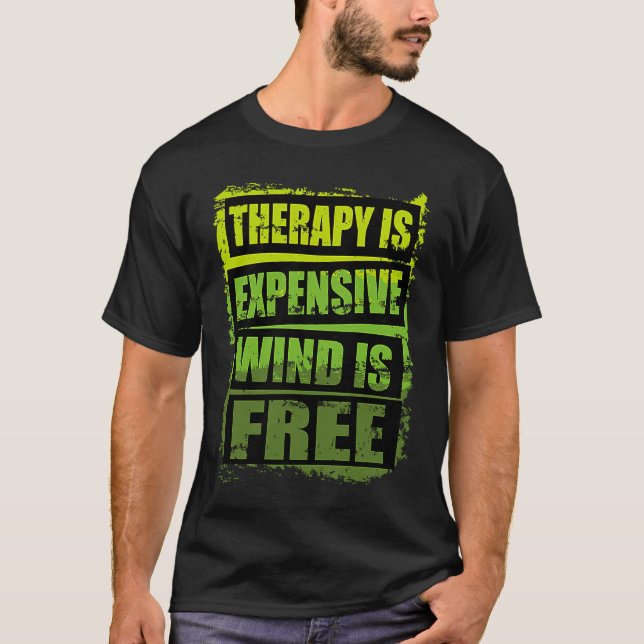 Riding on Motorbike Therapy is Expensive Wind Is F T-Shirt (Front)