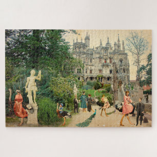 Riding ostriches in A Regaleira (Portugal) Jigsaw Puzzle