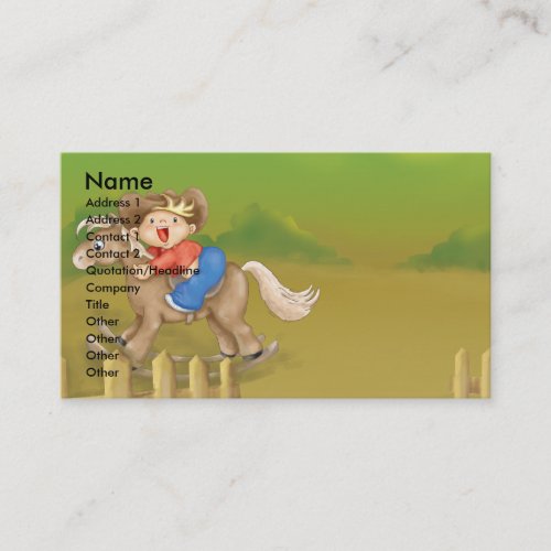 riding rocking little cowboy boy business cards