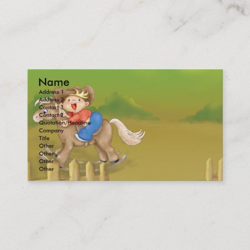 Customizable riding rocking little cowboy boy business cards