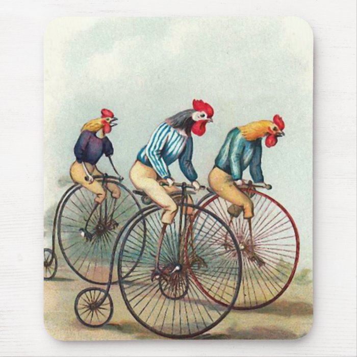 Riding Roosters Mouse Pads