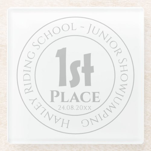 Riding School Showjumping 1st Prize Trophy Award Glass Coaster