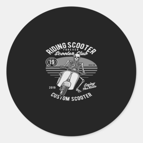 riding scooter classic round sticker