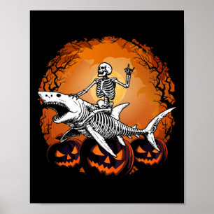 Riding Shark Lazy Halloween Costume Funny Animal Poster