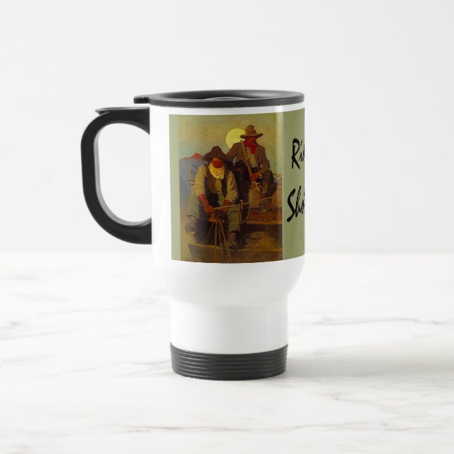 Riding Shotgun Riders Side-seat Western-esque Travel Mug (Left)