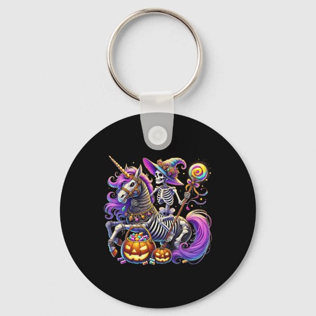 Riding Skeleton Unicorn Halloween Costume  Keychain (Front)