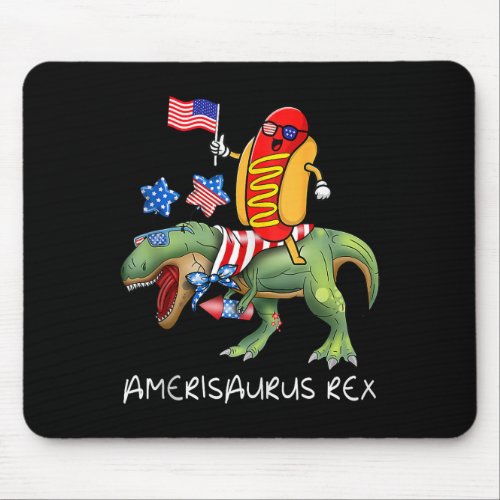 Riding T Rex Dinosaur 4th Of July Amerisaurus Funn Mouse Pad