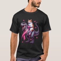 Riding T Rex Dinosaur. Breast Cancer Awareness  T-Shirt