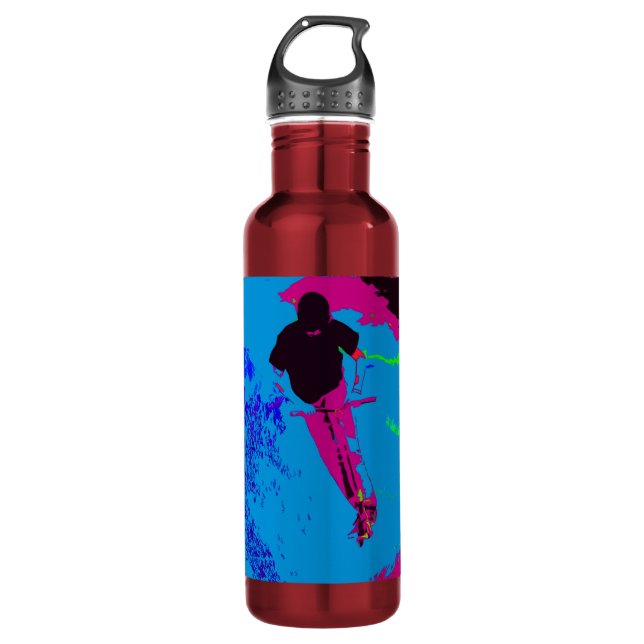 Riding the Galaxy - Scooter Rider Stainless Steel Water Bottle (Front)