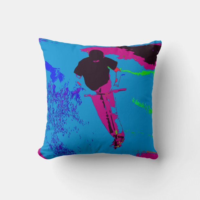 Riding the Galaxy - Scooter Rider Throw Pillow (Front)