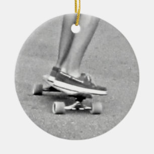 Riding the Longboard Ceramic Ornament