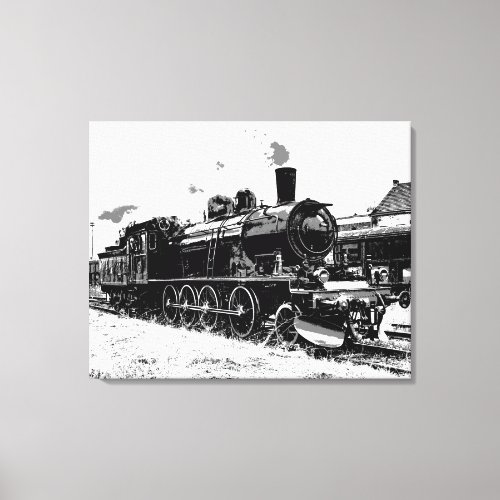 Riding the Rails _ Vintage Steam Train Canvas Print