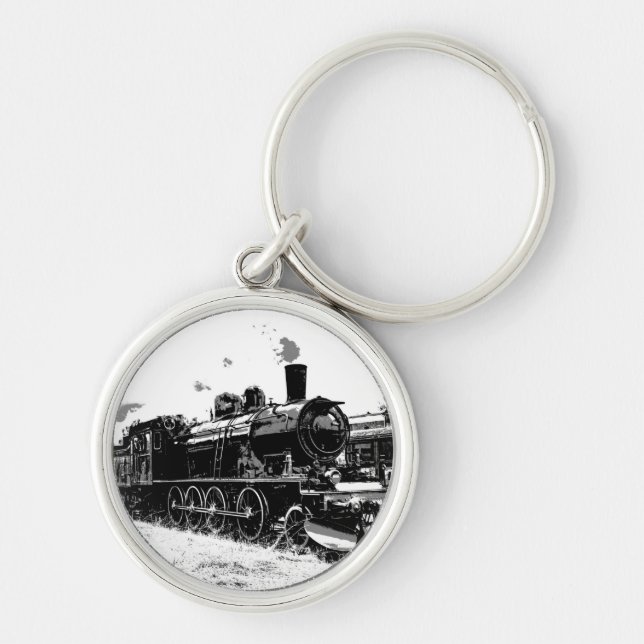 Riding the Rails- Vintage Steam Train Keychain (Front)